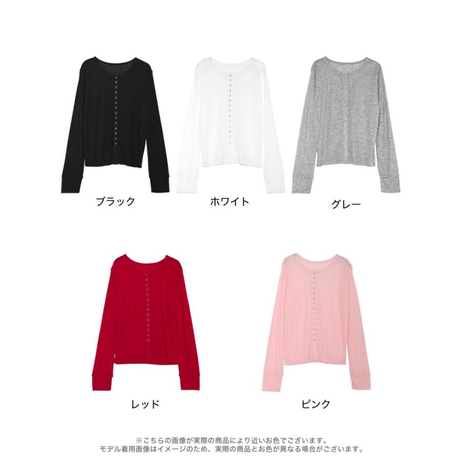 カーディガン レディース トップス M/L 羽織り カットソー シアー 透け感 長袖 フロントスナップボタン シンプル 春夏[mb] | Re:EDIT | 22