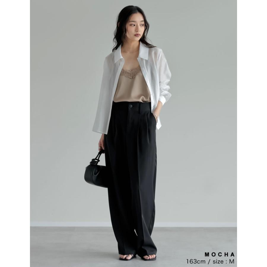 レースキャミソール レディース トップス M/L キャミ 光沢 艶 レイヤード 重ね着 セットアップ対応 肩紐調整可 春夏[mb] | Re:EDIT | 18