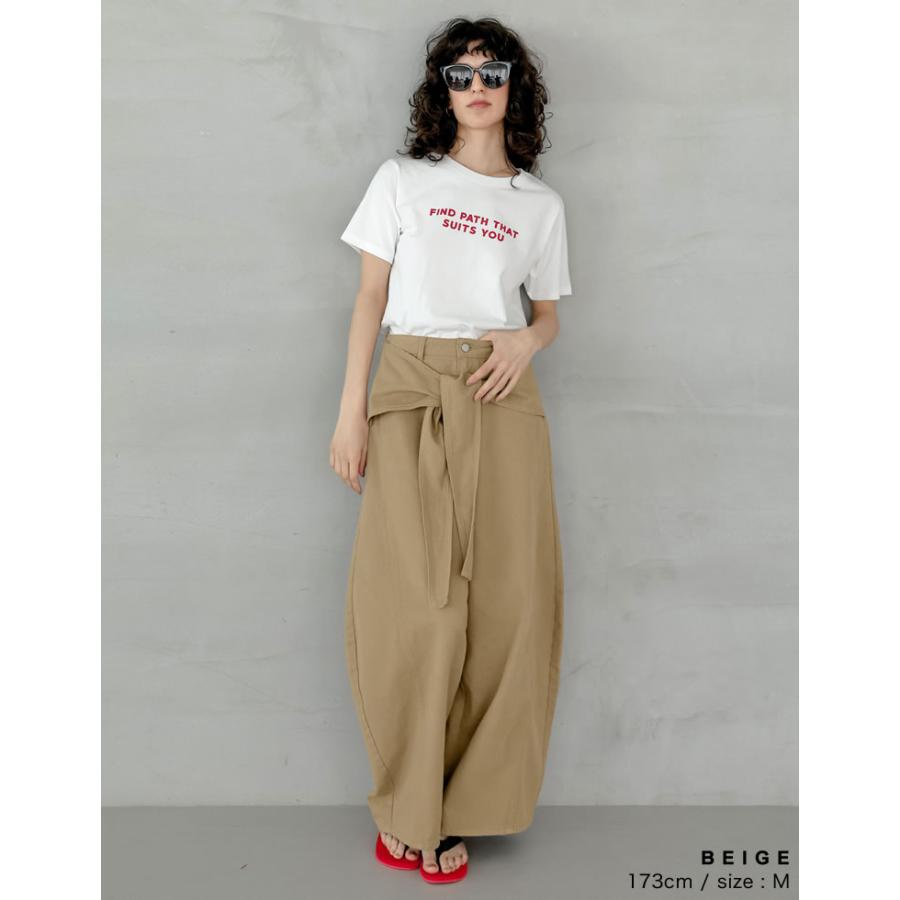 パンツ レディース カーブパンツ パンツ 低身長 高身長 カツラギ 厚手 ワイドパンツ バレルレッグ ウエストベルト取り外し不可 ポケットあり 2026春夏 | Re:EDIT | 14