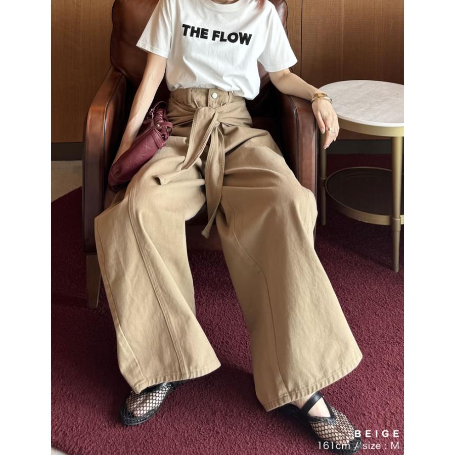 パンツ レディース カーブパンツ パンツ 低身長 高身長 カツラギ 厚手 ワイドパンツ バレルレッグ ウエストベルト取り外し不可 ポケットあり 2026春夏 | Re:EDIT | 16