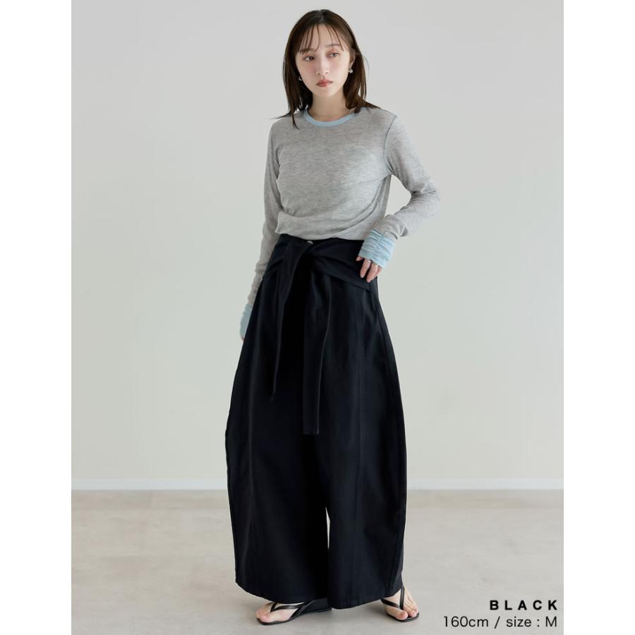 パンツ レディース カーブパンツ パンツ 低身長 高身長 カツラギ 厚手 ワイドパンツ バレルレッグ ウエストベルト取り外し不可 ポケットあり 2026春夏 | Re:EDIT | 17