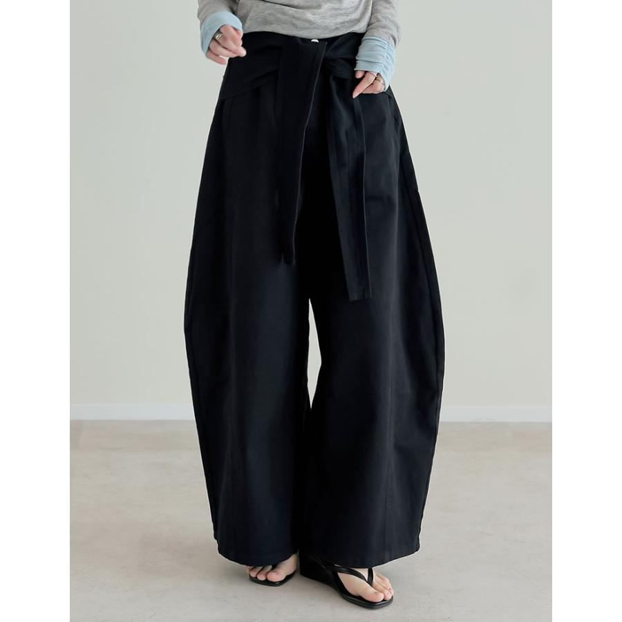パンツ レディース カーブパンツ パンツ 低身長 高身長 カツラギ 厚手 ワイドパンツ バレルレッグ ウエストベルト取り外し不可 ポケットあり 2026春夏 | Re:EDIT | 18
