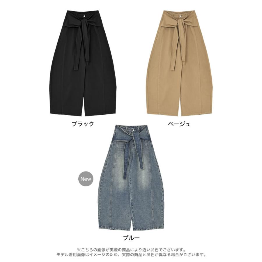 パンツ レディース カーブパンツ パンツ 低身長 高身長 カツラギ 厚手 ワイドパンツ バレルレッグ ウエストベルト取り外し不可 ポケットあり 2026春夏 | Re:EDIT | 20