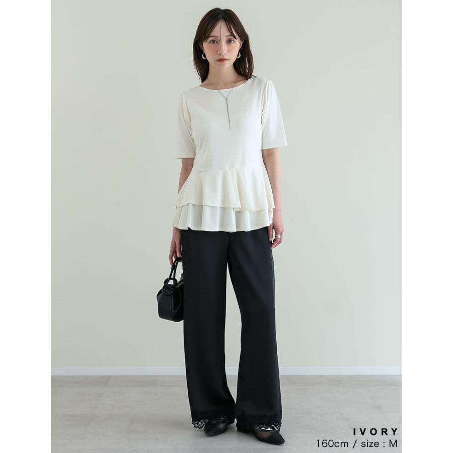 ペプラムトップス レディース トップス M/L Tシャツ 半袖 体型カバー 毛玉防止 接触冷感 コンパクト 春夏[mb] | Re:EDIT | 13