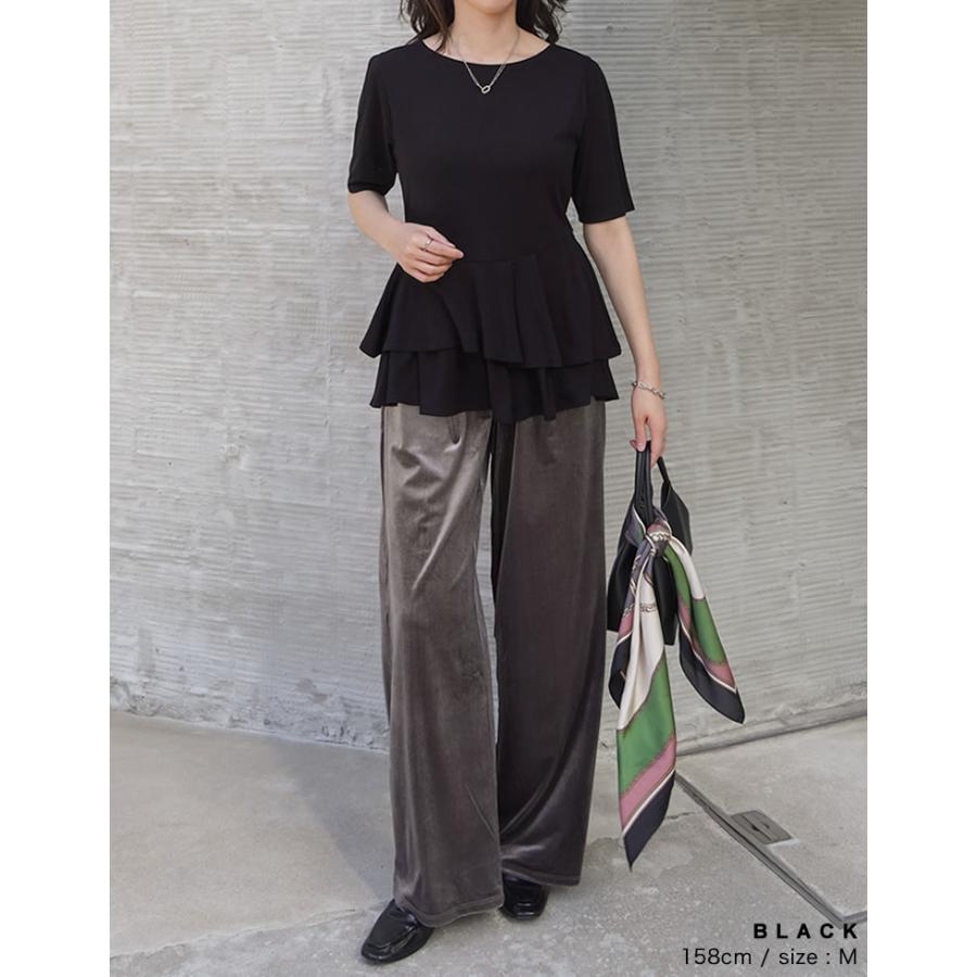 ペプラムトップス レディース トップス M/L Tシャツ 半袖 体型カバー 毛玉防止 接触冷感 コンパクト 春夏[mb] | Re:EDIT | 15