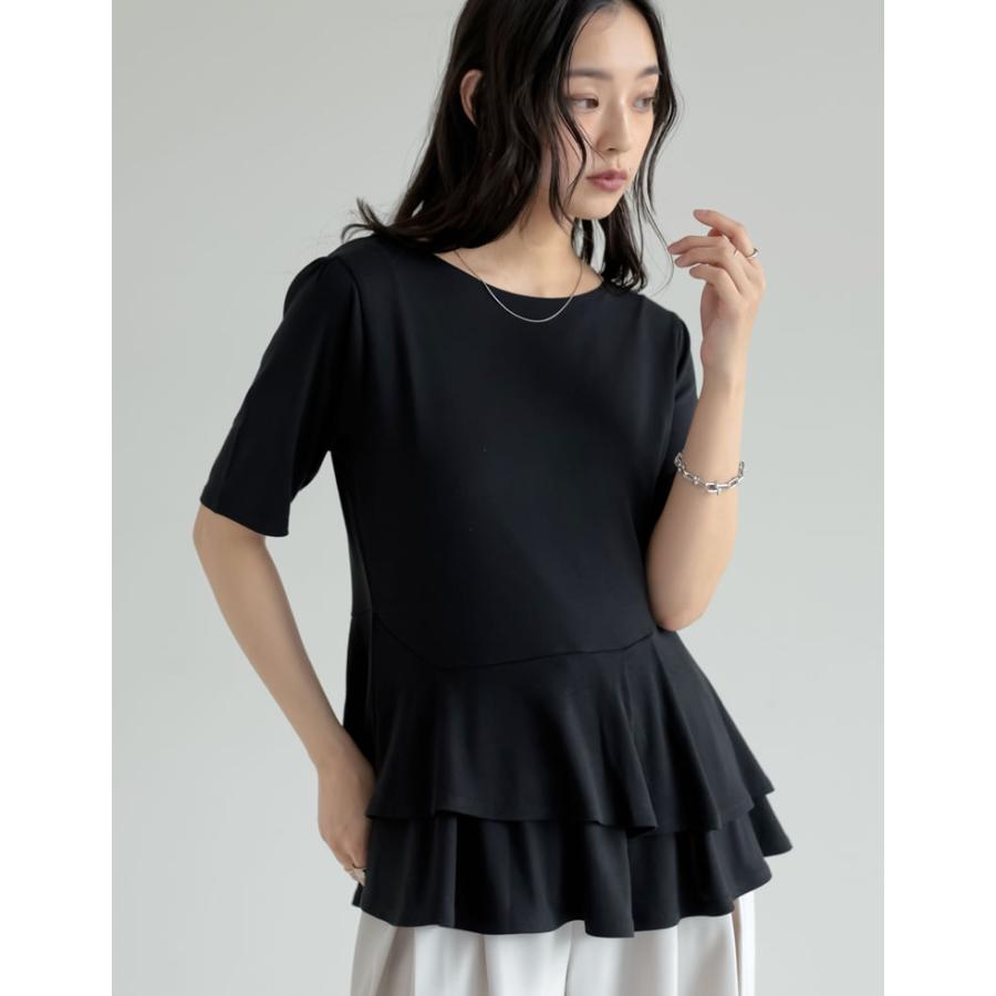 ペプラムトップス レディース トップス M/L Tシャツ 半袖 体型カバー 毛玉防止 接触冷感 コンパクト 春夏[mb] | Re:EDIT | 16