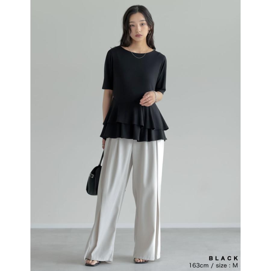 ペプラムトップス レディース トップス M/L Tシャツ 半袖 体型カバー 毛玉防止 接触冷感 コンパクト 春夏[mb] | Re:EDIT | 17