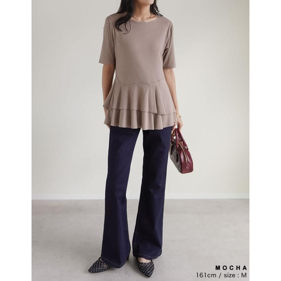 ペプラムトップス レディース トップス M/L Tシャツ 半袖 体型カバー 毛玉防止 接触冷感 コンパクト 春夏[mb] | Re:EDIT | 18
