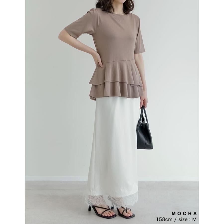ペプラムトップス レディース トップス M/L Tシャツ 半袖 体型カバー 毛玉防止 接触冷感 コンパクト 春夏[mb] | Re:EDIT | 19