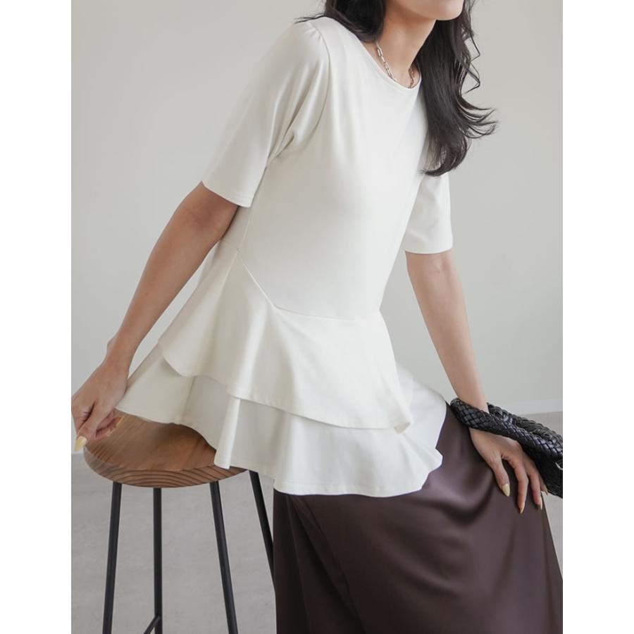 ペプラムトップス レディース トップス M/L Tシャツ 半袖 体型カバー 毛玉防止 接触冷感 コンパクト 春夏[mb] | Re:EDIT | 05