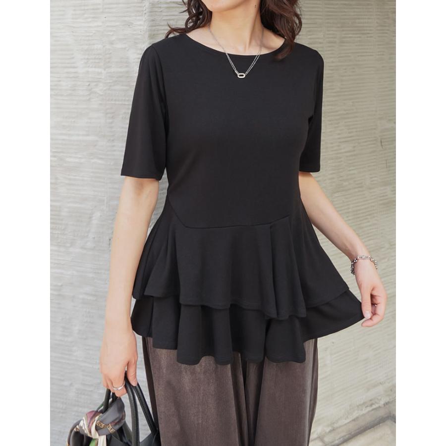 ペプラムトップス レディース トップス M/L Tシャツ 半袖 体型カバー 毛玉防止 接触冷感 コンパクト 春夏[mb] | Re:EDIT | 06