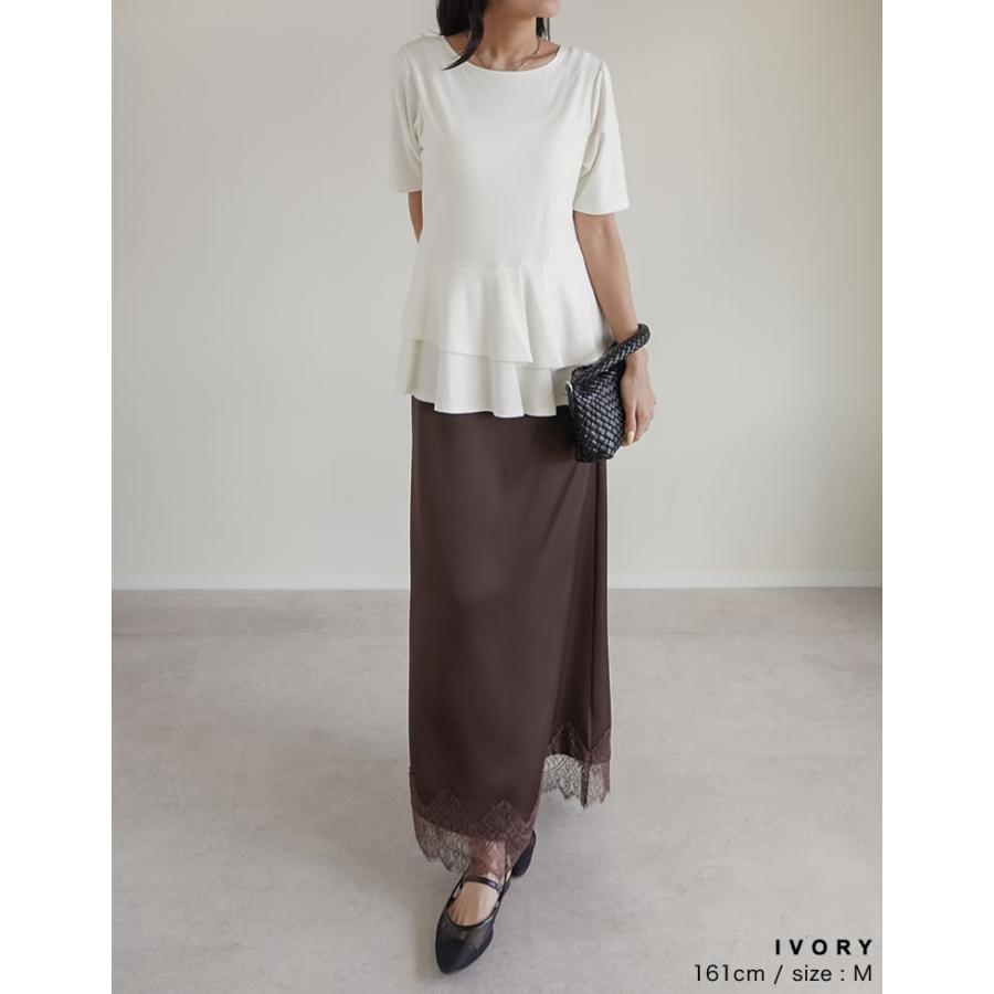 ペプラムトップス レディース トップス M/L Tシャツ 半袖 体型カバー 毛玉防止 接触冷感 コンパクト 春夏[mb] | Re:EDIT | 11