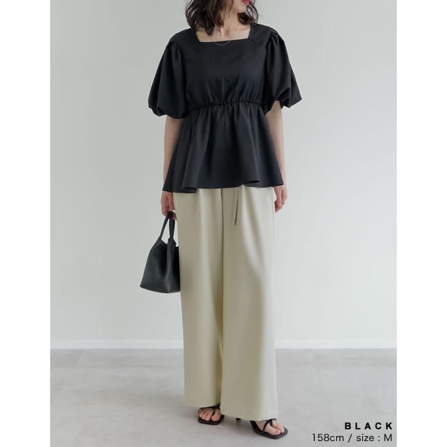 ブラウス レディース トップス M/L ペプラム チュニック 半袖 お尻が隠れる 体型カバー セットアップ対応 春夏[mb] | Re:EDIT | 20