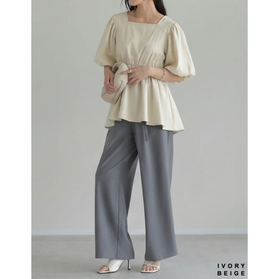 ブラウス レディース トップス M/L ペプラム チュニック 半袖 お尻が隠れる 体型カバー セットアップ対応 春夏[mb] | Re:EDIT | 21