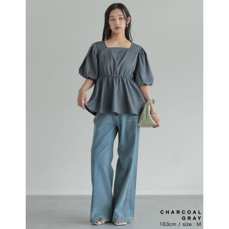 ブラウス レディース トップス M/L ペプラム チュニック 半袖 お尻が隠れる 体型カバー セットアップ対応 春夏[mb] | Re:EDIT | 22