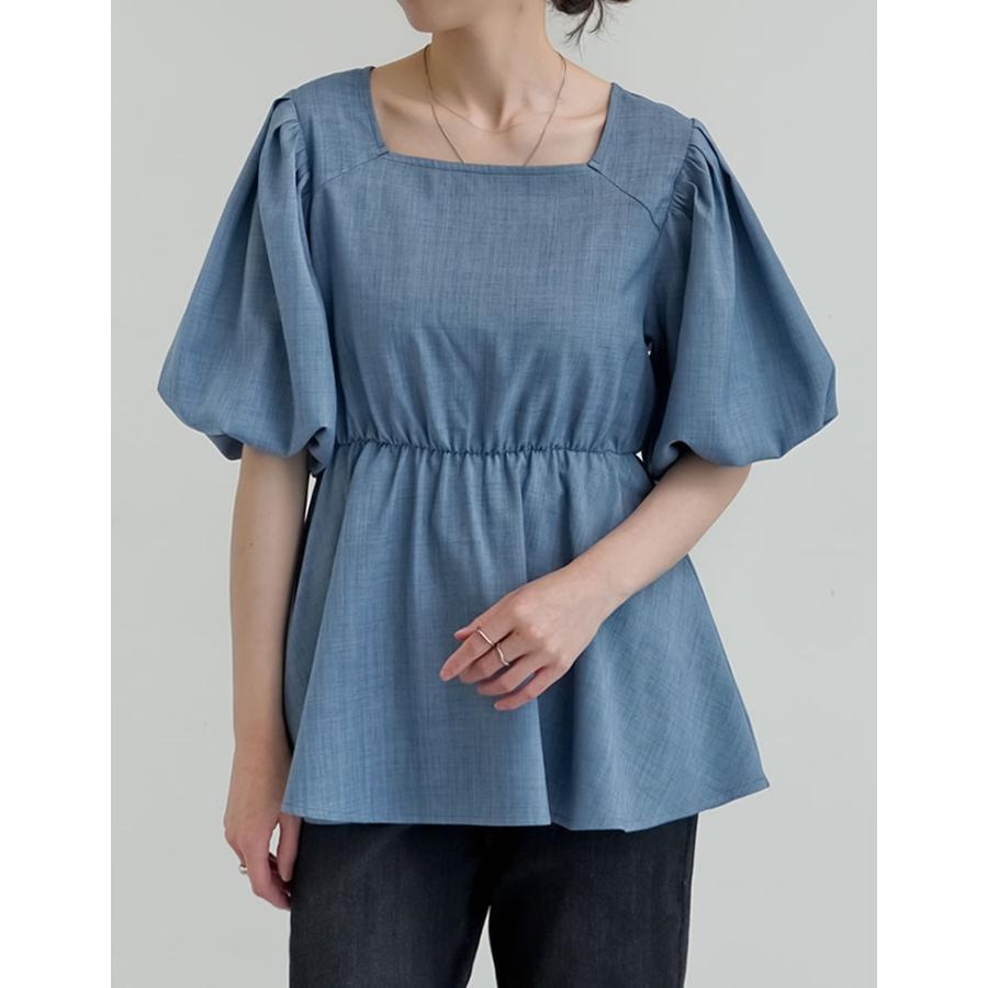 ブラウス レディース トップス M/L ペプラム チュニック 半袖 お尻が隠れる 体型カバー セットアップ対応 春夏[mb] | Re:EDIT | 13