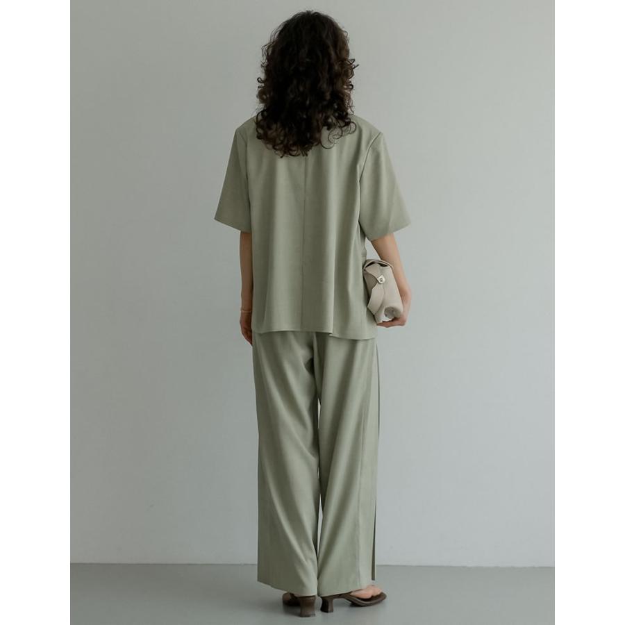 ワイドパンツ レディース パンツ 低身長 高身長 セットアップ対応 リネンタッチ 麻調 ポケットあり 体型カバー ウエストバッグゴム 春夏 | Re:EDIT | 23