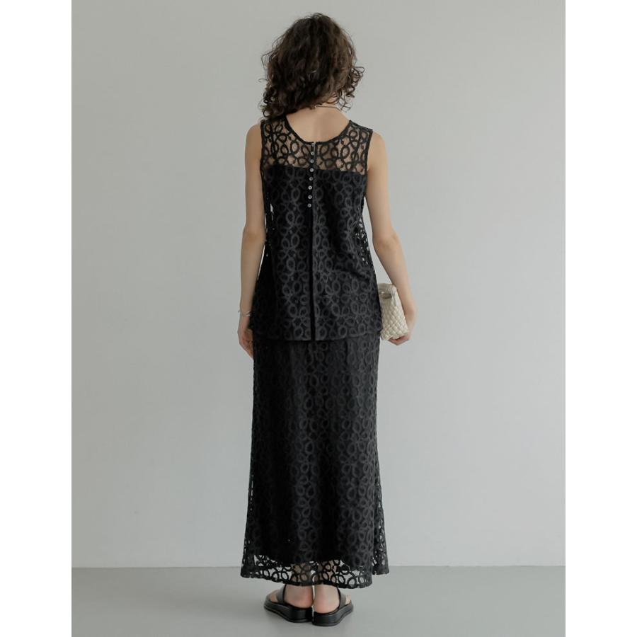 ベスト ジレ レディース トップス M/L コードレース ラッセルレース 前後2WAY ノースリーブ セットアップ対応 春夏[mb] | Re:EDIT | 12