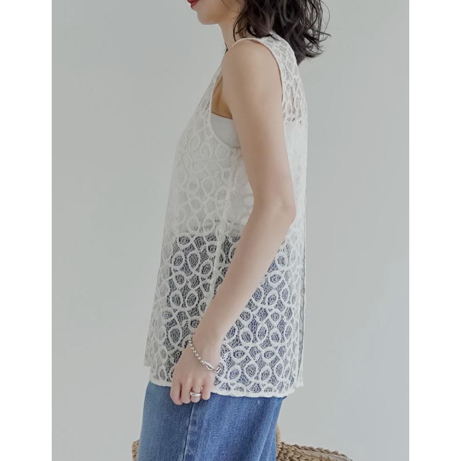 ベスト ジレ レディース トップス M/L コードレース ラッセルレース 前後2WAY ノースリーブ セットアップ対応 春夏[mb] | Re:EDIT | 15