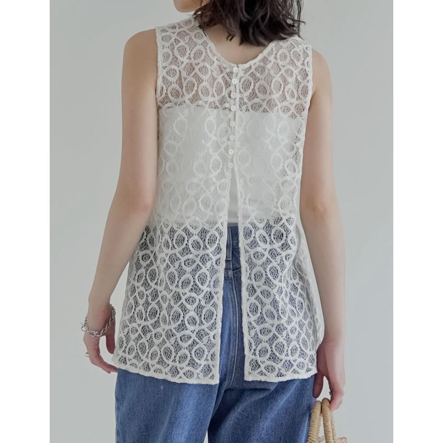 ベスト ジレ レディース トップス M/L コードレース ラッセルレース 前後2WAY ノースリーブ セットアップ対応 春夏[mb] | Re:EDIT | 16