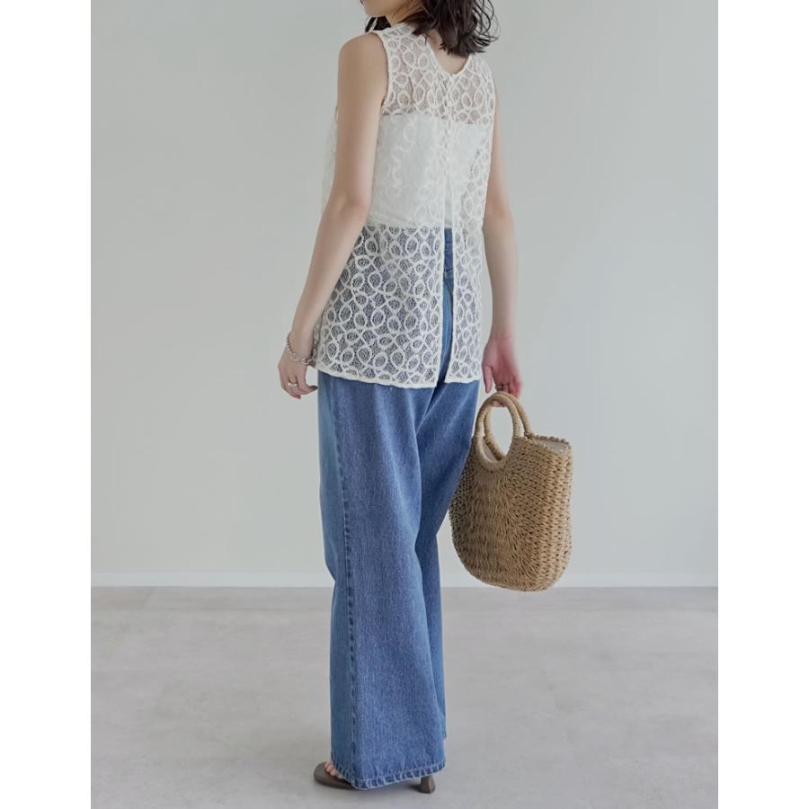 ベスト ジレ レディース トップス M/L コードレース ラッセルレース 前後2WAY ノースリーブ セットアップ対応 春夏[mb] | Re:EDIT | 17