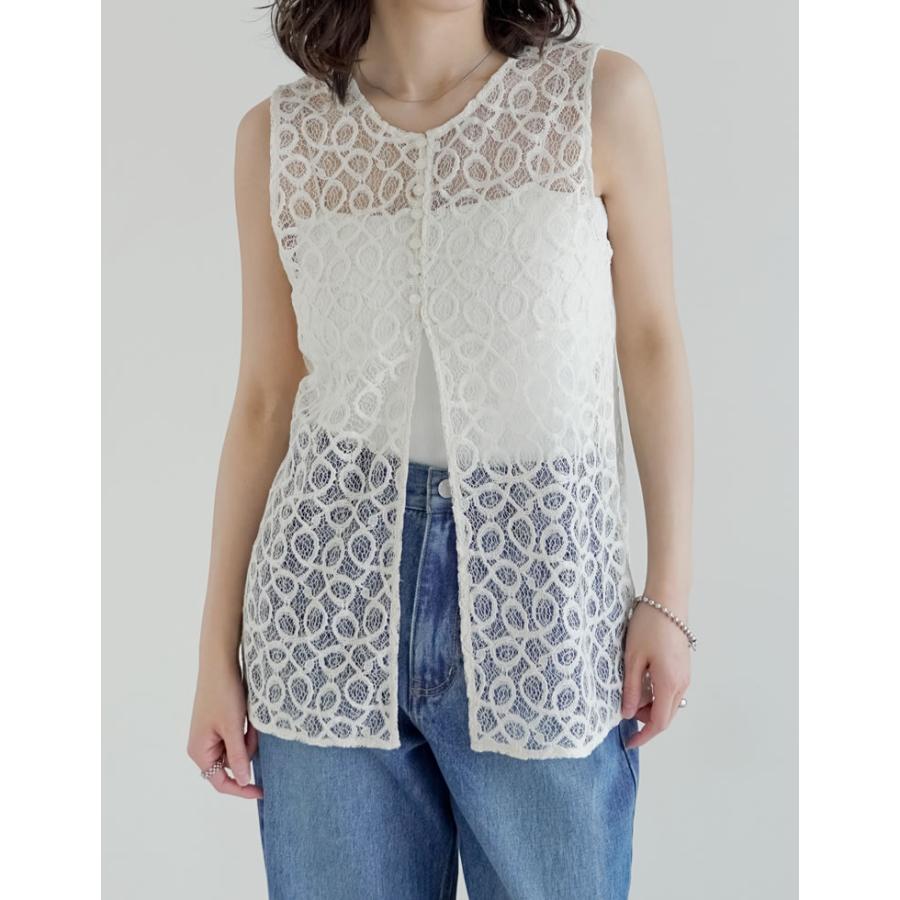 ベスト ジレ レディース トップス M/L コードレース ラッセルレース 前後2WAY ノースリーブ セットアップ対応 春夏[mb] | Re:EDIT | 18
