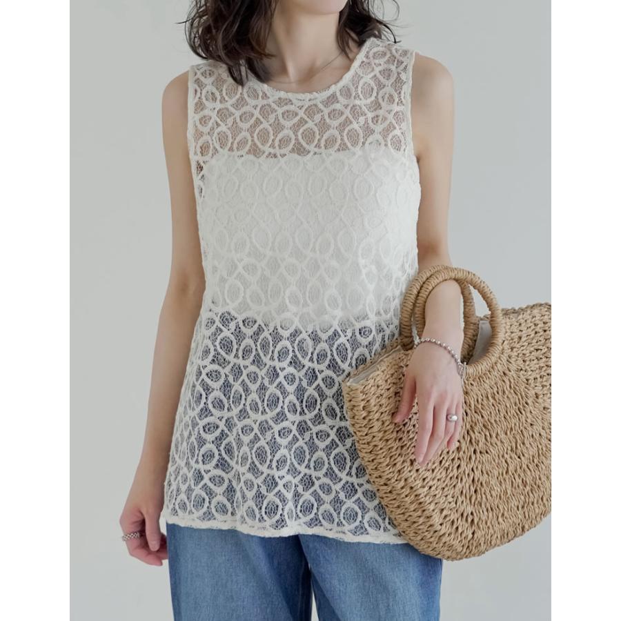 ベスト ジレ レディース トップス M/L コードレース ラッセルレース 前後2WAY ノースリーブ セットアップ対応 春夏[mb] | Re:EDIT | 05