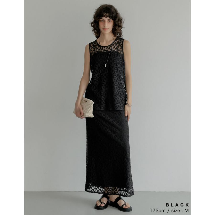 ベスト ジレ レディース トップス M/L コードレース ラッセルレース 前後2WAY ノースリーブ セットアップ対応 春夏[mb] | Re:EDIT | 09
