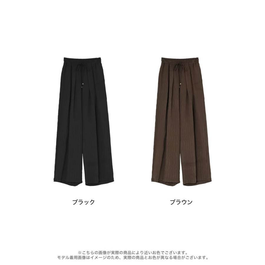 ワイドパンツ レディース パンツ 低身長 リラックスパンツ ドロスト 楊柳 ウエストゴム ポケットあり 裏地付き 総ゴム セットアップ対応 春夏 | Re:EDIT | 17