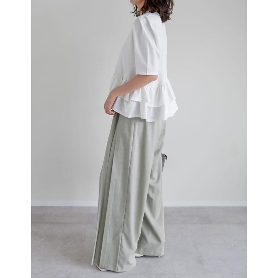 Tシャツ レディース トップス カットソー 半袖 接触冷感 UVカット 紫外線対策 シワになりにくい ペプラム フリル 体型カバー 春夏[mb] | Re:EDIT | 13