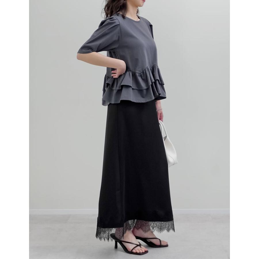 Tシャツ レディース トップス カットソー 半袖 接触冷感 UVカット 紫外線対策 シワになりにくい ペプラム フリル 体型カバー 春夏[mb] | Re:EDIT | 18