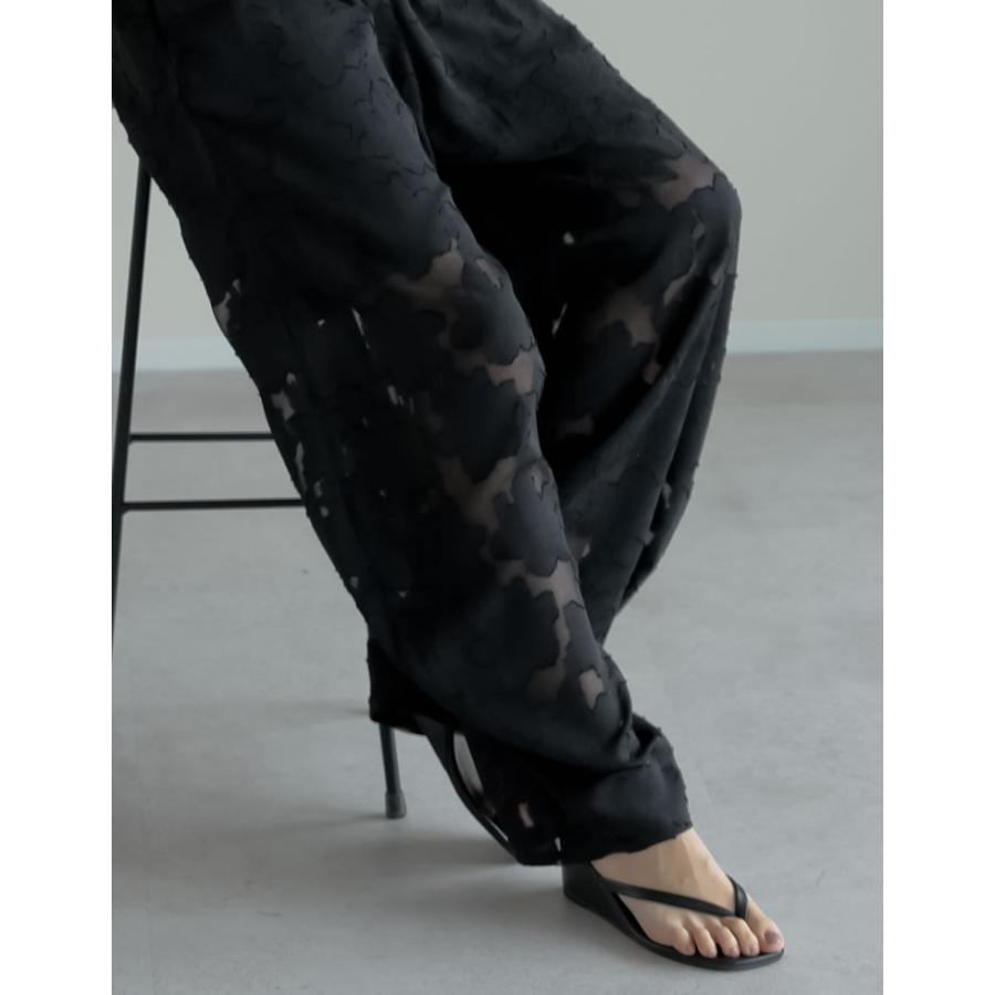 パンツ レディース カーブパンツ バレルパンツ 低身長 高身長 ジャガード シアー ウエストバッグゴム ポケットあり 2026春夏 | Re:EDIT | 13