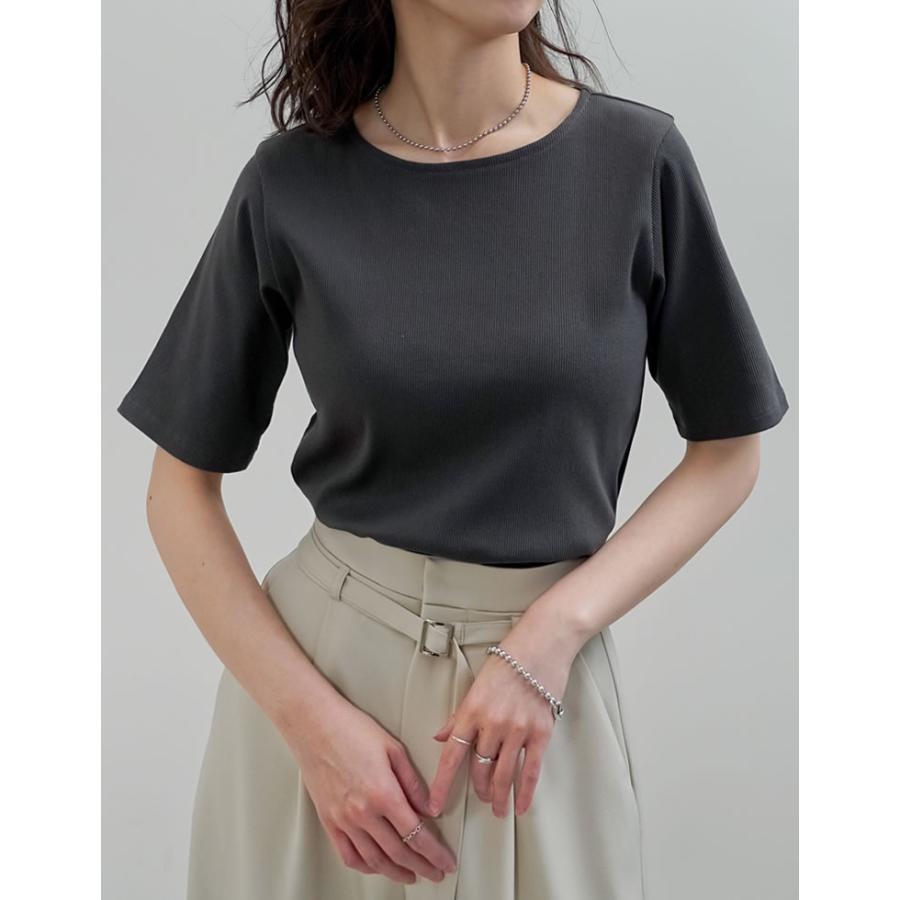 カットソー レディース トップス Tシャツ 半袖 汗ジミ防止 乾燥機OK 選べる Vネック 丸首 クルーネック スクエアネック 春夏[mb] | Re:EDIT | 13