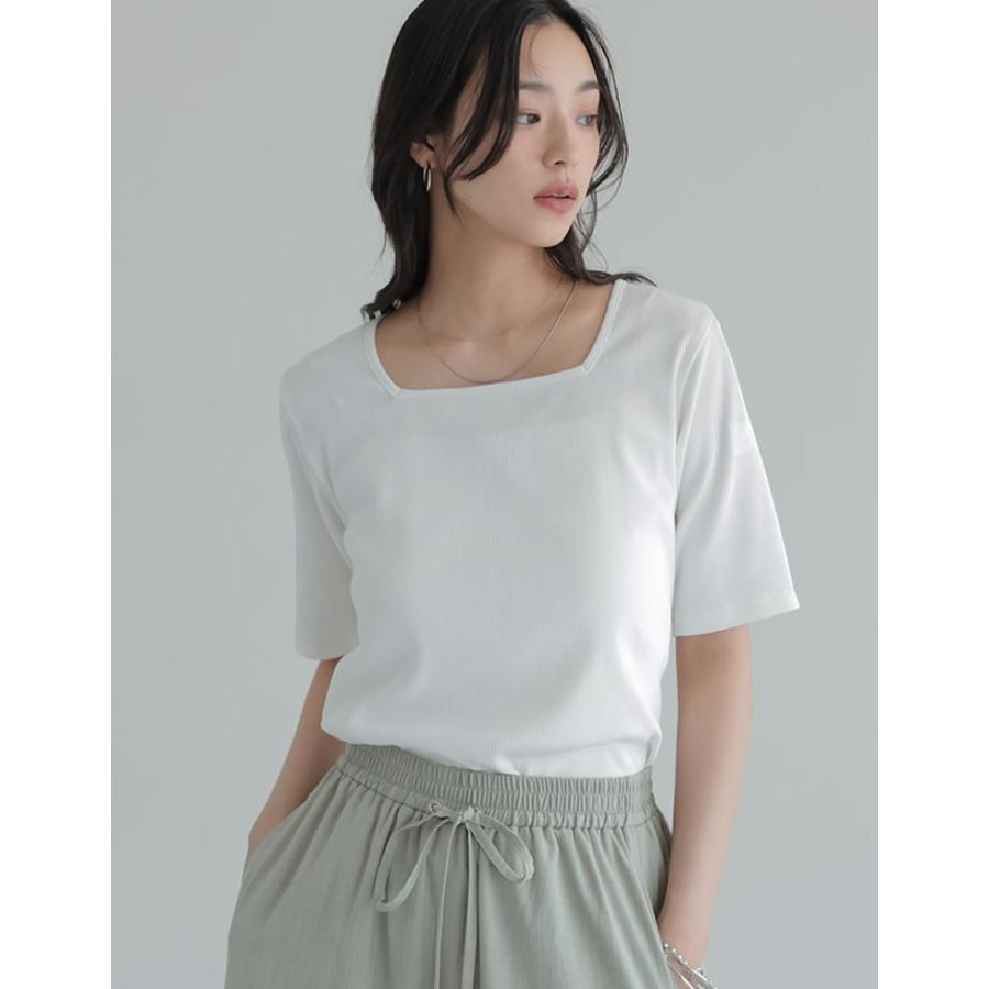 カットソー レディース トップス Tシャツ 半袖 汗ジミ防止 乾燥機OK 選べる Vネック 丸首 クルーネック スクエアネック 春夏[mb] | Re:EDIT | 06