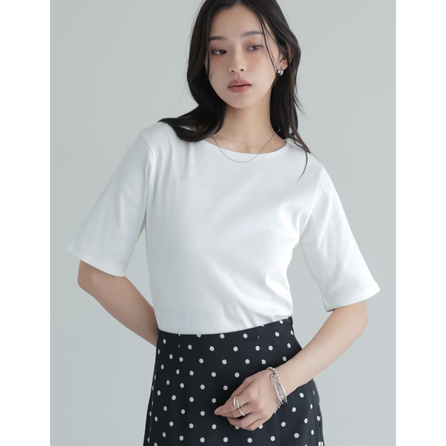 カットソー レディース トップス Tシャツ 半袖 汗ジミ防止 乾燥機OK 選べる Vネック 丸首 クルーネック スクエアネック 春夏[mb] | Re:EDIT | 07