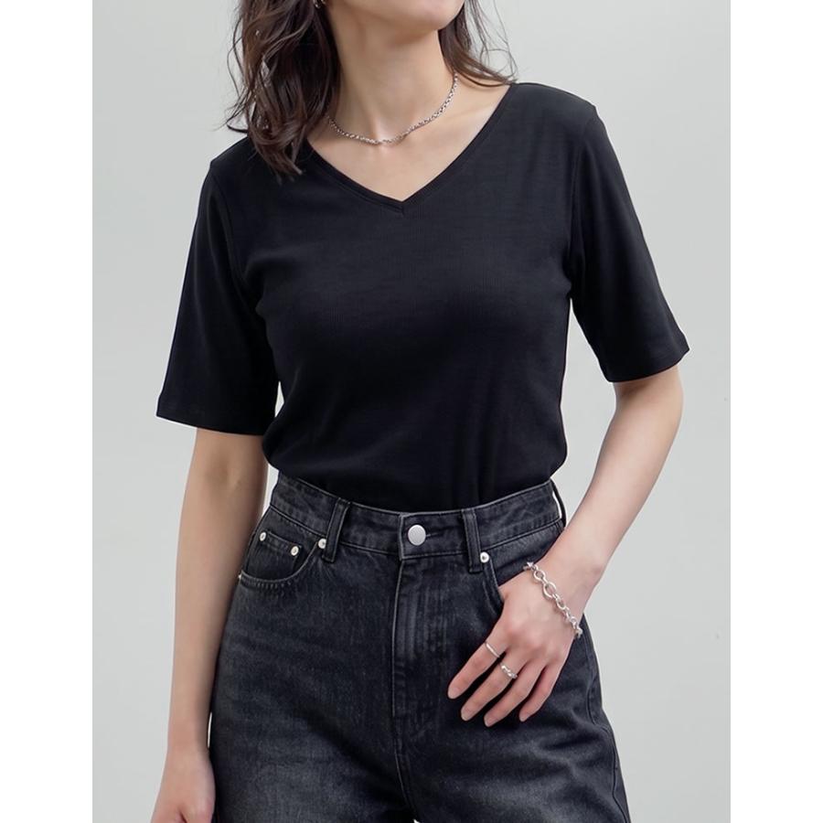 カットソー レディース トップス Tシャツ 半袖 汗ジミ防止 乾燥機OK 選べる Vネック 丸首 クルーネック スクエアネック 春夏[mb] | Re:EDIT | 08