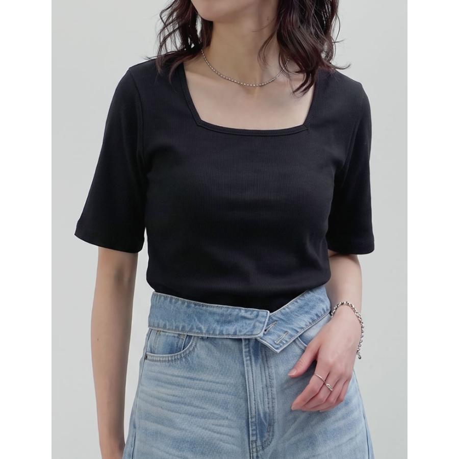 カットソー レディース トップス Tシャツ 半袖 汗ジミ防止 乾燥機OK 選べる Vネック 丸首 クルーネック スクエアネック 春夏[mb] | Re:EDIT | 09