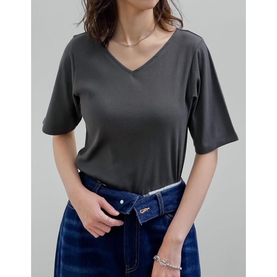 カットソー レディース トップス Tシャツ 半袖 汗ジミ防止 乾燥機OK 選べる Vネック 丸首 クルーネック スクエアネック 春夏[mb] | Re:EDIT | 11