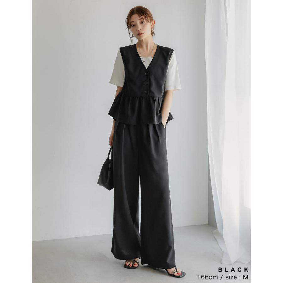 ワイドパンツ レディース パンツ 低身長 高身長 リネン風 セットアップ対応 体型カバー 紫外線対策 ウエストバッグゴム ポケットあり 春夏 | Re：EDIT Wellness | 15