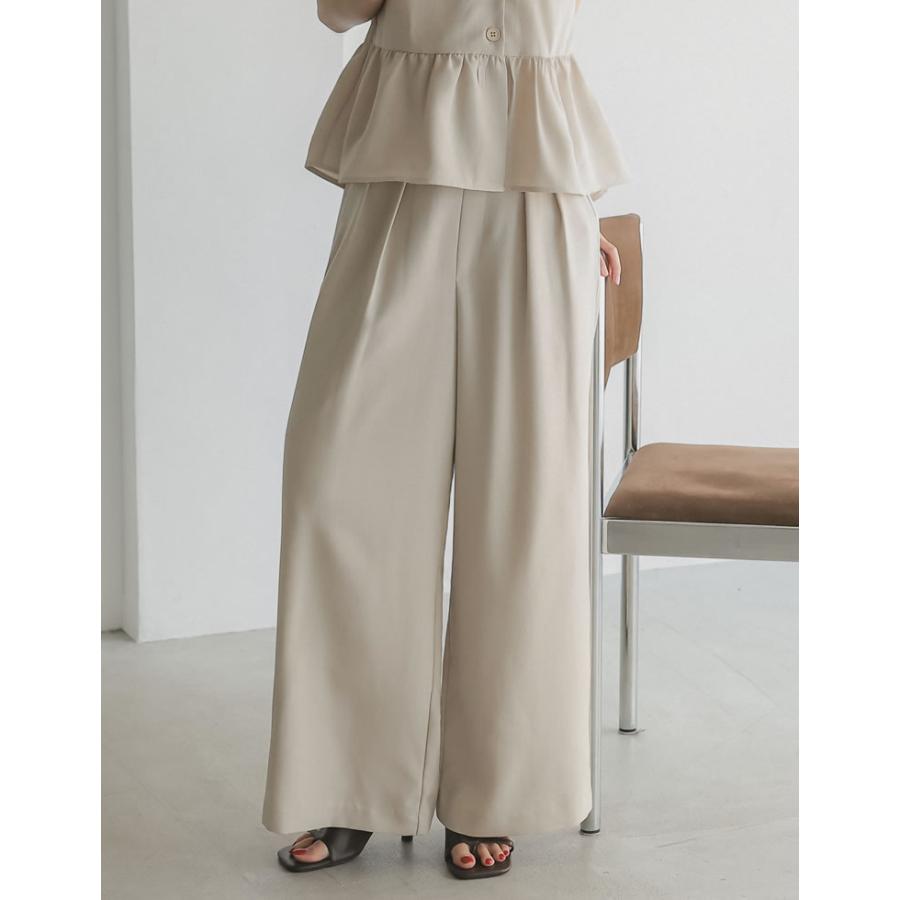 ワイドパンツ レディース パンツ 低身長 高身長 リネン風 セットアップ対応 体型カバー 紫外線対策 ウエストバッグゴム ポケットあり 春夏 | Re：EDIT Wellness | 16