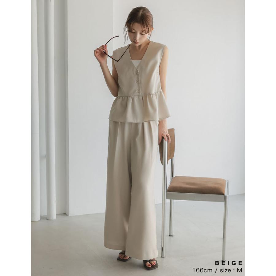 ワイドパンツ レディース パンツ 低身長 高身長 リネン風 セットアップ対応 体型カバー 紫外線対策 ウエストバッグゴム ポケットあり 春夏 | Re：EDIT Wellness | 17