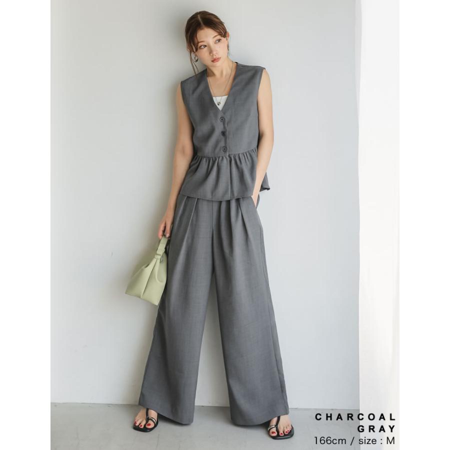 ワイドパンツ レディース パンツ 低身長 高身長 リネン風 セットアップ対応 体型カバー 紫外線対策 ウエストバッグゴム ポケットあり 春夏 | Re：EDIT Wellness | 19