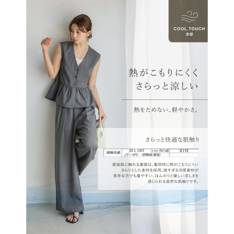 ワイドパンツ レディース パンツ 低身長 高身長 リネン風 セットアップ対応 体型カバー 紫外線対策 ウエストバッグゴム ポケットあり 春夏 | Re：EDIT Wellness | 10