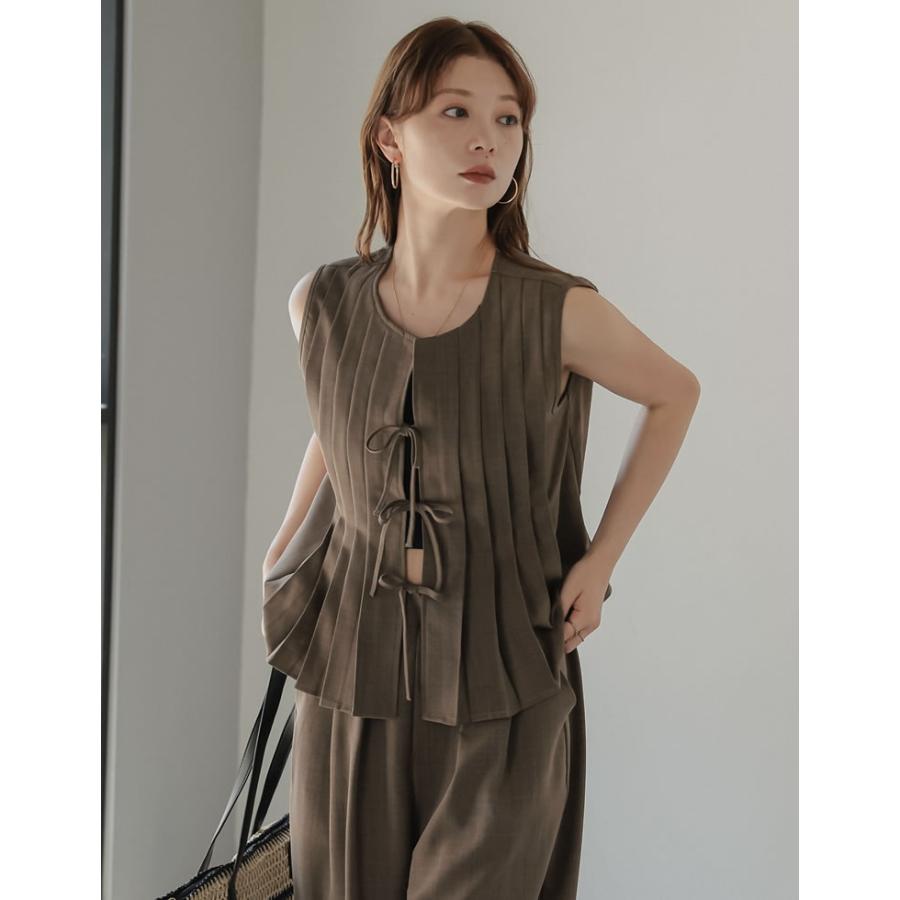Re：EDIT Wellness ベスト レディース トップス リネン風 セットアップ