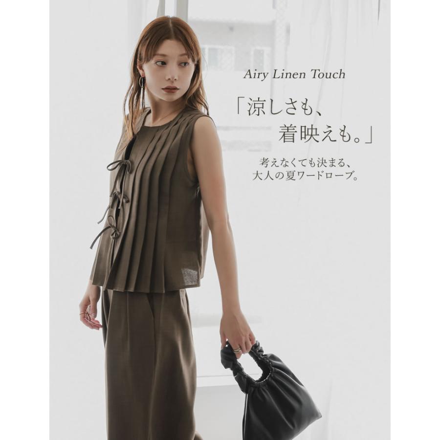 ベスト レディース トップス リネン風 セットアップ対応 ノースリーブ プリーツ 体型カバー 紫外線対策 春夏[mb] | Re：EDIT Wellness | 05