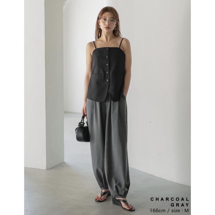 パンツ レディース カーブパンツ バレルパンツ 低身長 高身長 リネン風 セットアップ対応 体型カバー ウエストバックゴム ポケットあり 紫外線対策 2026春夏 | Re：EDIT Wellness | 20