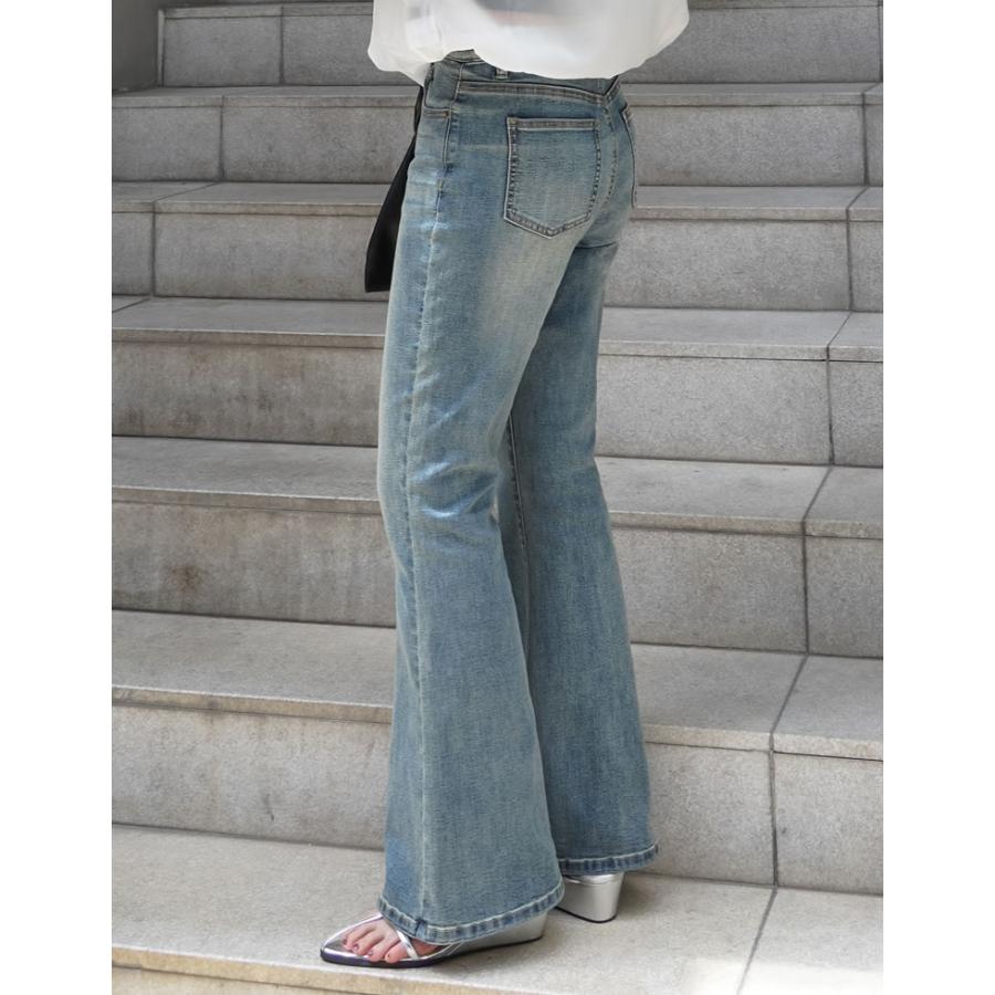 デニム レディース パンツ 低身長 高身長 キックフレアパンツ ポケットあり ゴムベルトつき 体型カバー 春夏 | Re：EDIT Wellness | 18