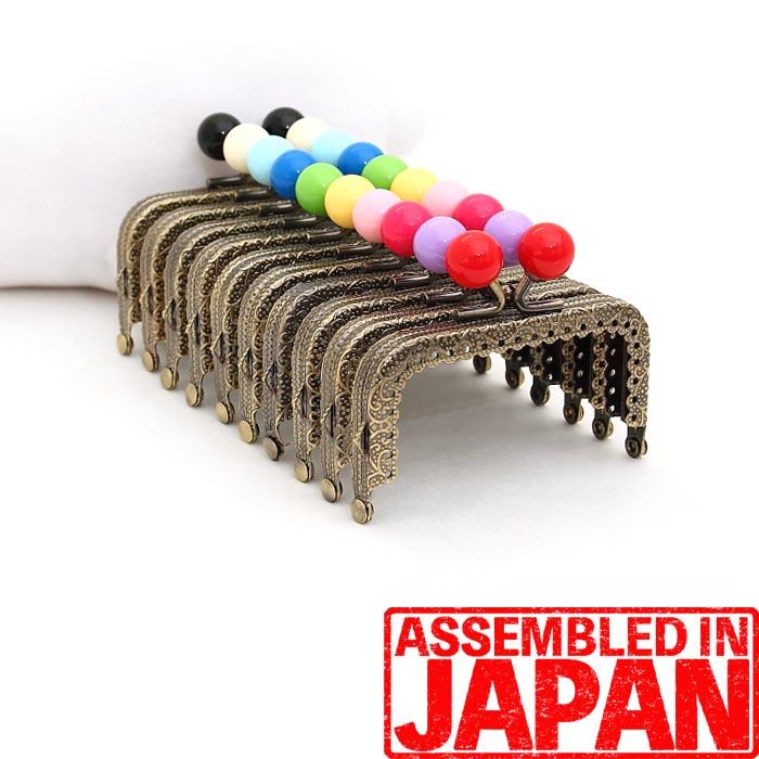 1832 がま口 口金 8.5cm (単色ミニ玉14mm)あめ玉付き 角型