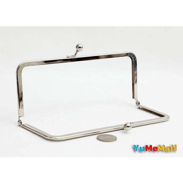 2722 がま口 口金 18cm×7.5cm シルバー 差し込みタイプ 角型