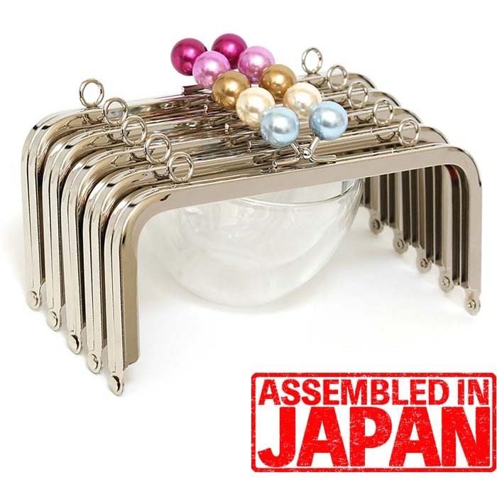 がま口 口金 18cm 角型 パールあめ玉付き 16mm 差し込み タイプ